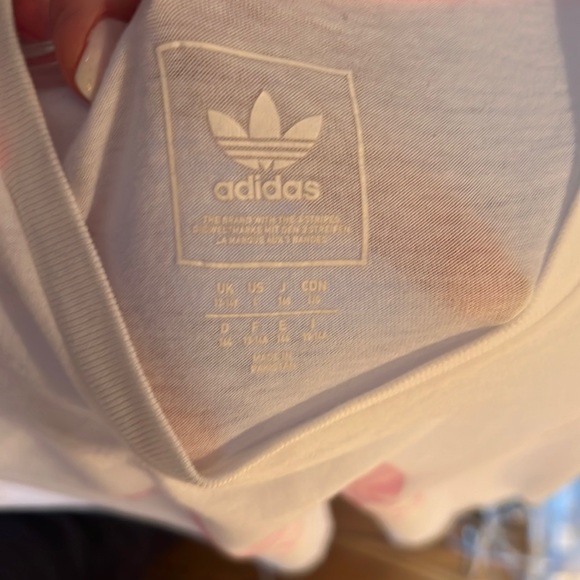 Girls size L Adidas classic cotton tee white  pink light weight summer shirt - Picture 3 of 4